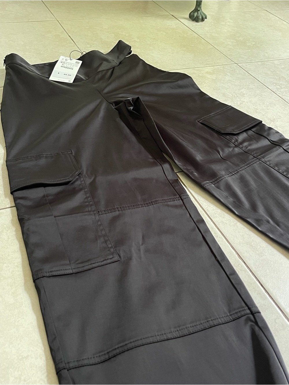 Brand new Zara Satin Black Cargo Pants - Picture 2 of 5